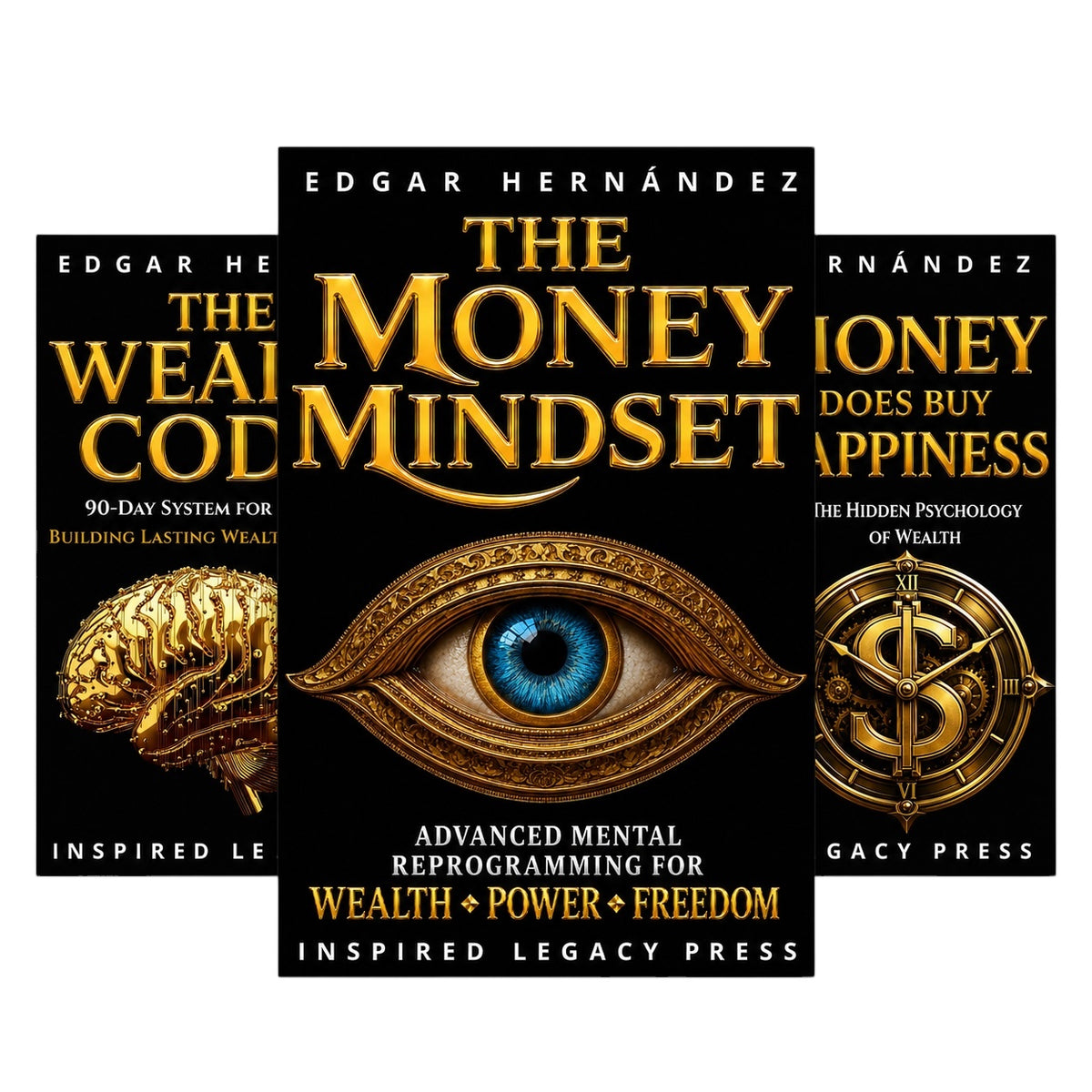 Inspired Legacy Wealth 5-book series by Edgar Hernández featuring The Money Mindset and companion titles on financial mastery, abundance, and freedom.