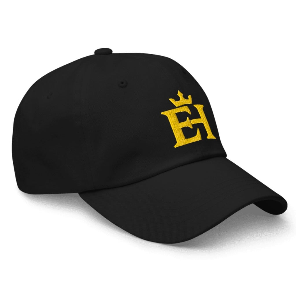 Black EH Crown Signature Classic Cap with gold embroidered EH Crown logo, three-quarter product view.