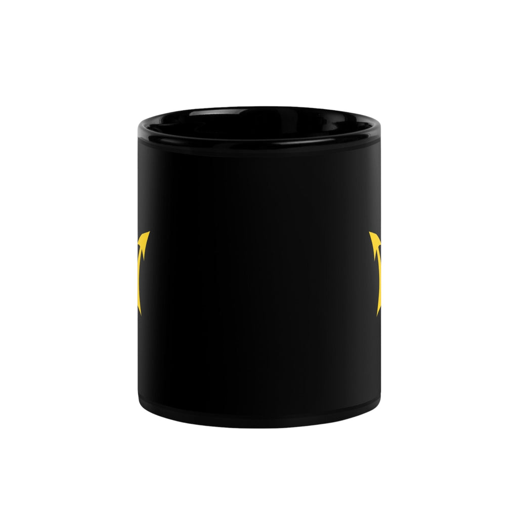 Rear wraparound view of INSPIRED Black Glossy Mug design