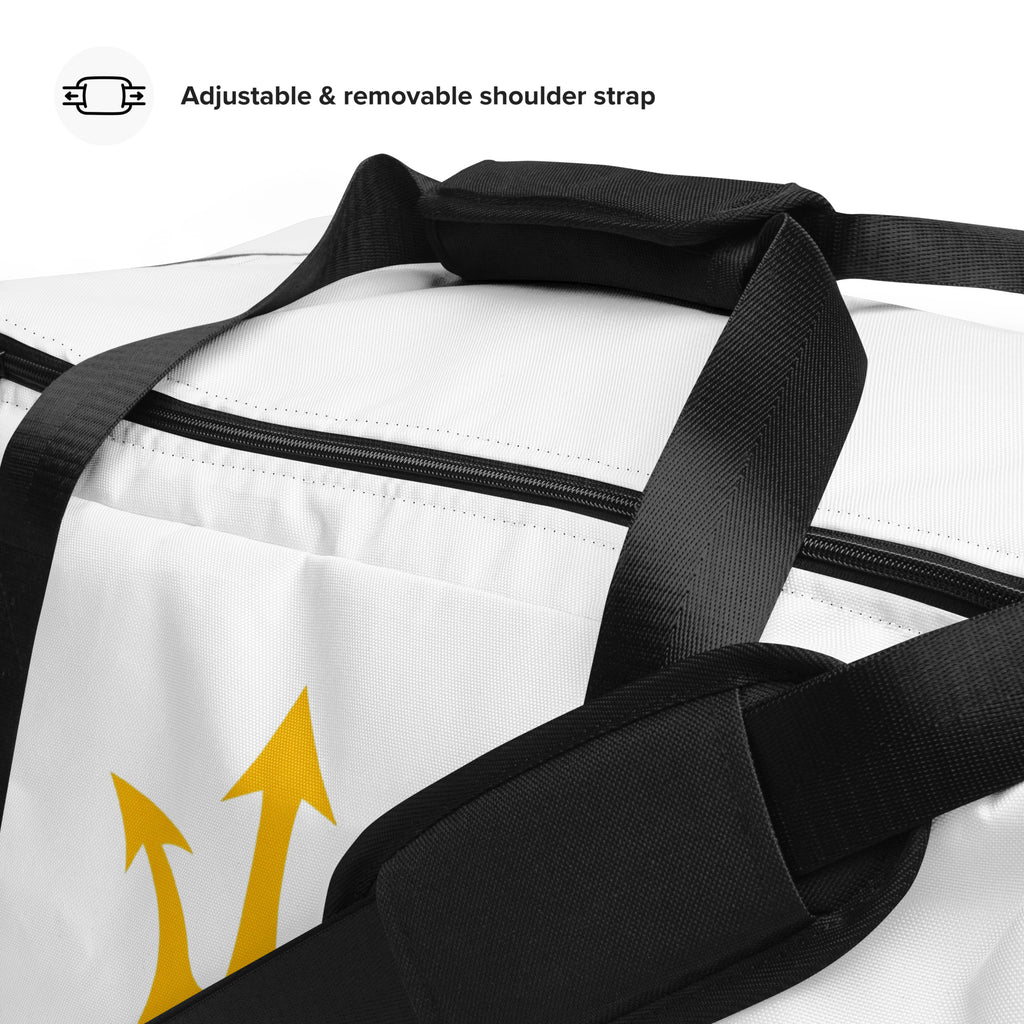 Close-up of adjustable and removable padded shoulder strap on the INSPIRED Duffle Bag