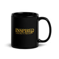 Inspired Legacy black glossy mug with gold logo front view
