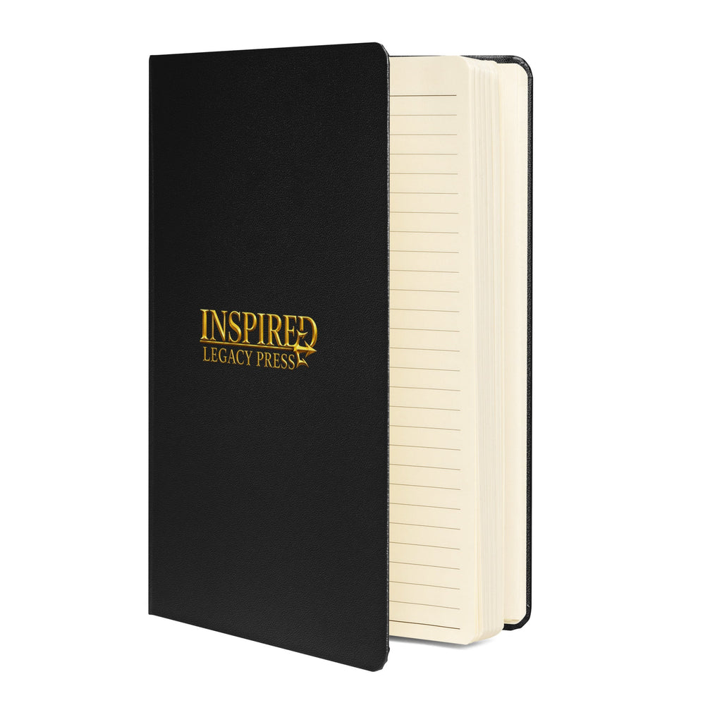 Inspired Legacy hardcover notebook angled view showing lined cream pages