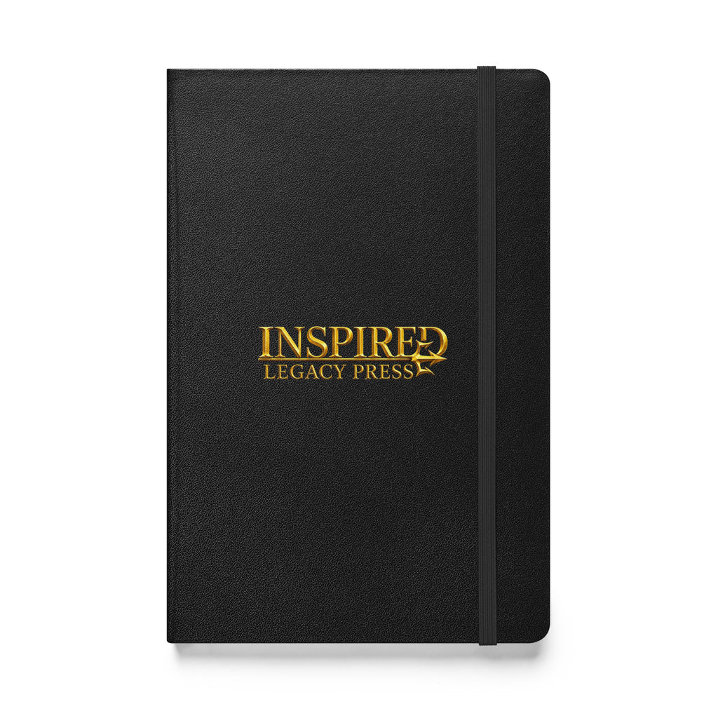 Inspired Legacy hardcover notebook front view with black cover and gold logo