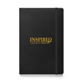 Inspired Legacy hardcover notebook front view with black cover and gold logo